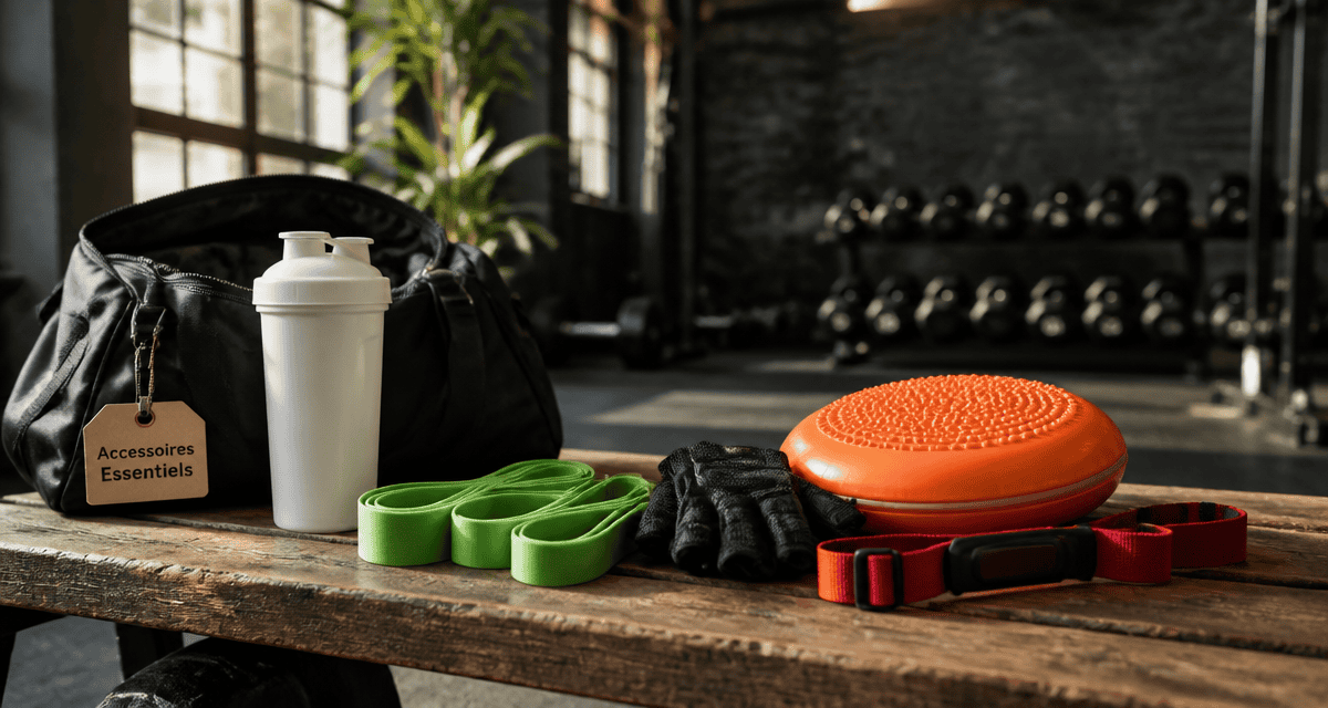 accessoires de sport essentiels sur banc