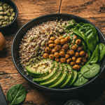 aliments et acides amines bol quinoa oeuf saumon parmesan