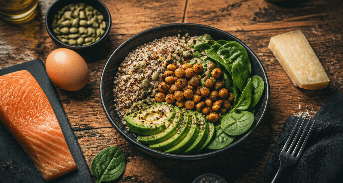 aliments et acides amines bol quinoa oeuf saumon parmesan