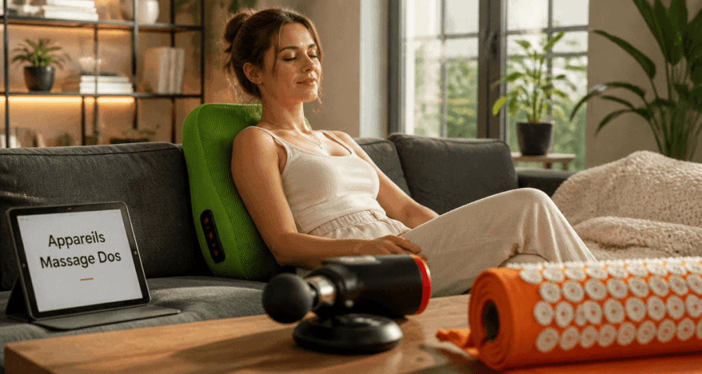 appareil de massage pour le dos utilisé sur canapé
