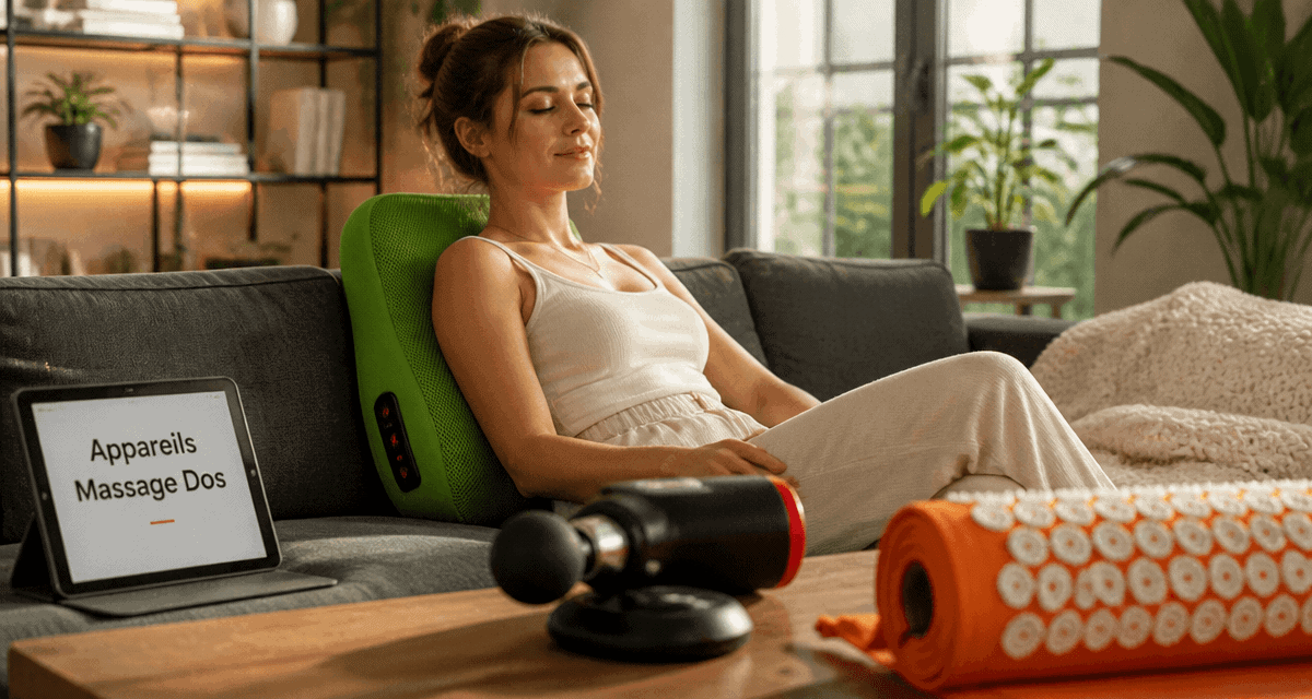 appareil de massage pour le dos utilisé sur canapé