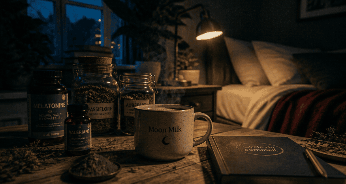 complements alimentaires pour dormir flacons et moon milk en chambre paisible