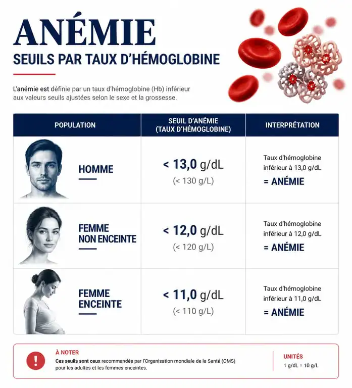 Seuils d'anémie et taux d'hémoglobine pour le travail