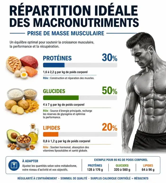 Répartition des macronutriments pour une prise de masse musculaire efficace