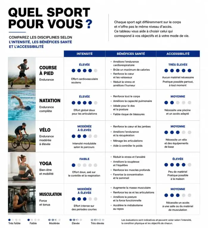 Comparatif des sports pour choisir celui qui vous convient le mieux