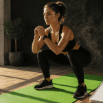 femmes fitness squat dynamique tapis