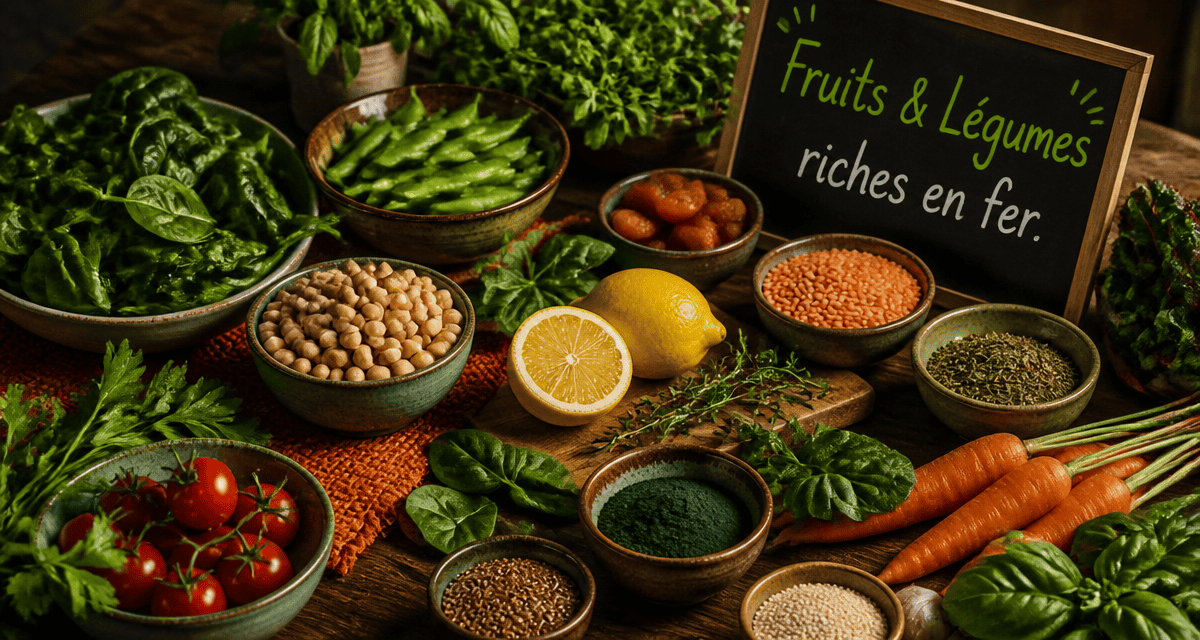 fruits et legumes riches en fer variés