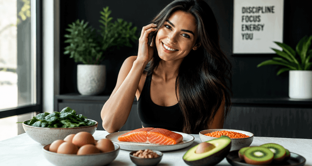 les aliments bon pour les cheveux femme souriante
