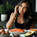 les aliments bon pour les cheveux femme souriante