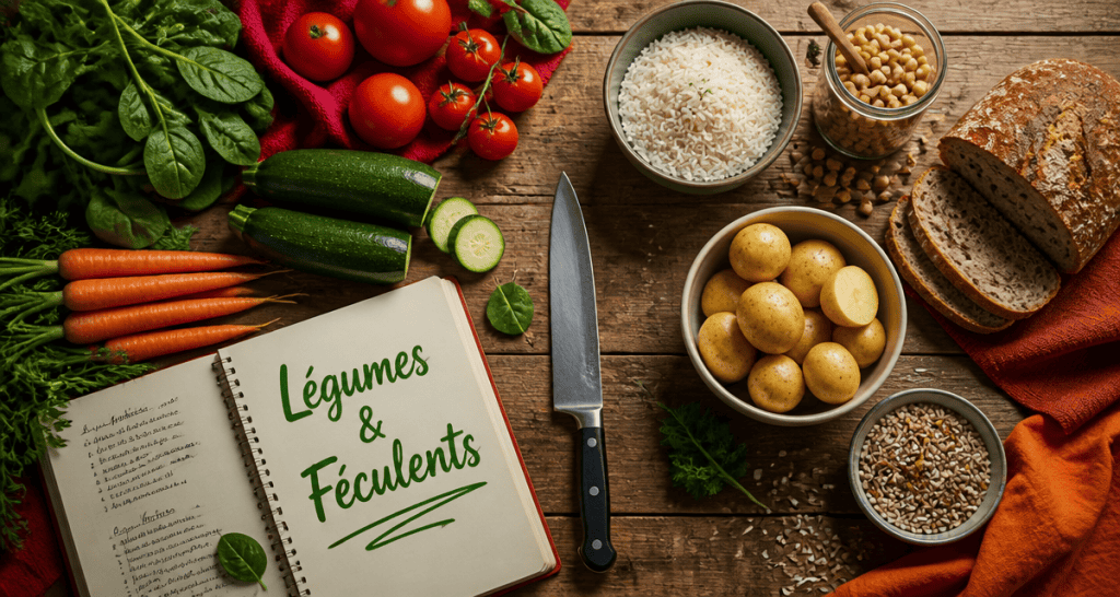 liste des legumes et feculents sur table