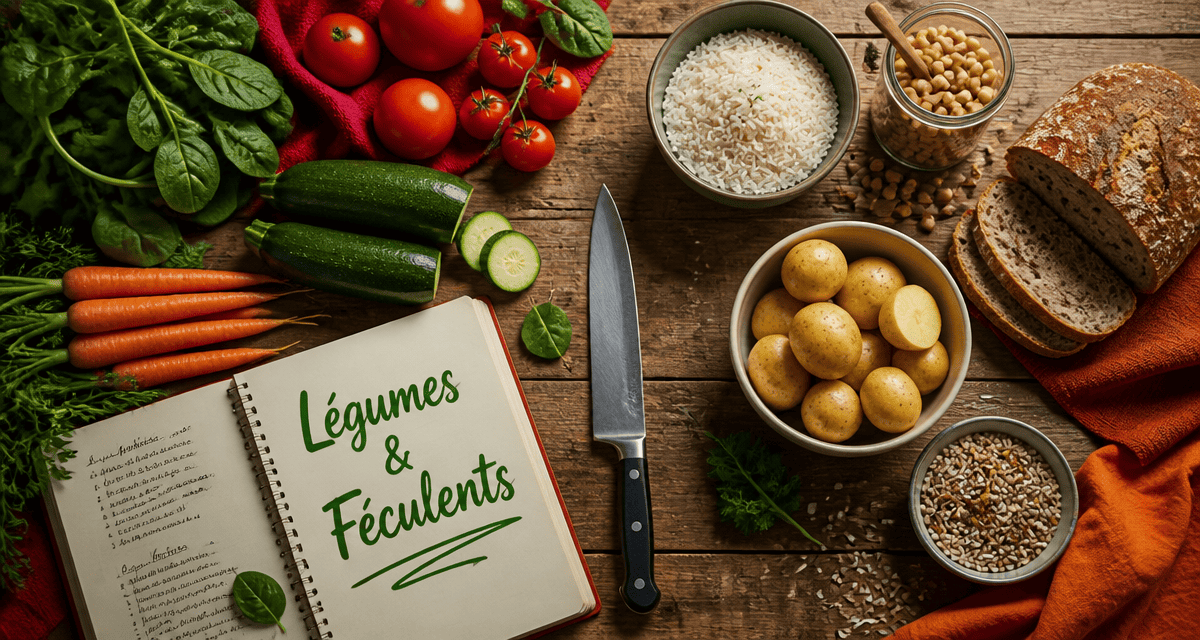 liste des legumes et feculents sur table