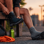 mal aux jambes apres avoir beaucoup marche homme retire chaussures