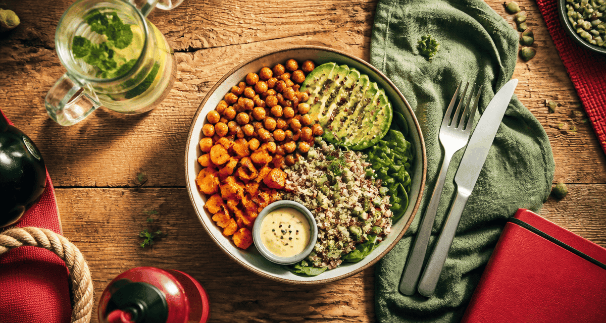 Nourriture healthy Buddha bowl coloré sur table