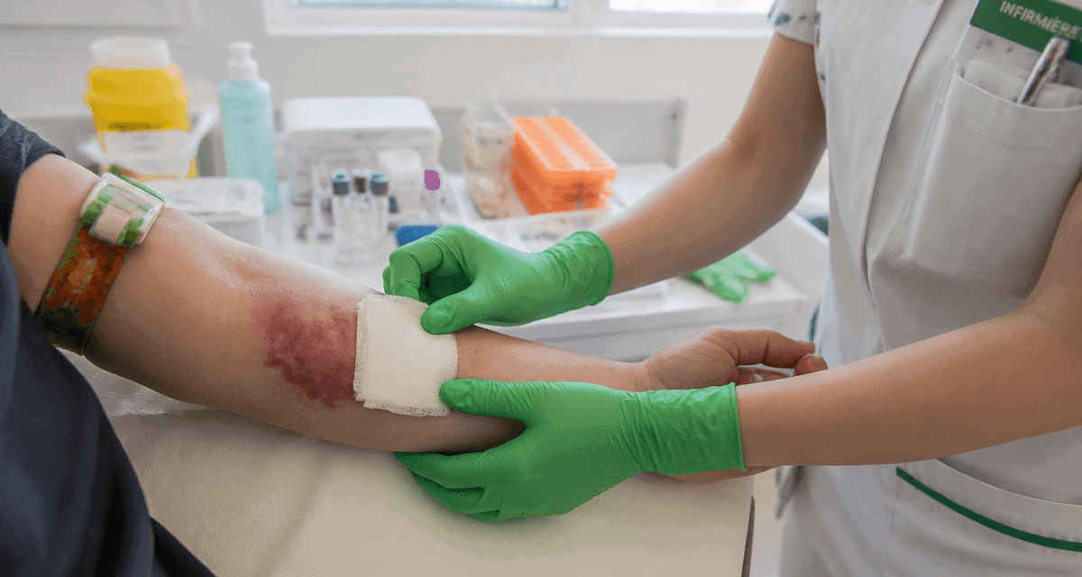 prise de sang mal faite conséquence bras avec ecchymose