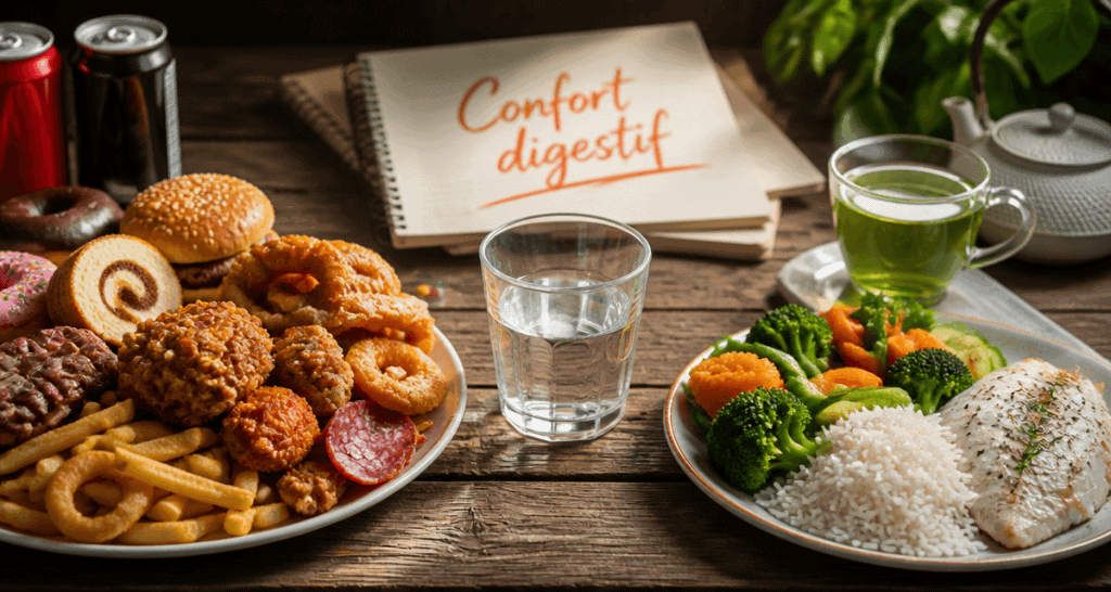 probleme de digestion aliments a eviter assiettes fritures et legumes