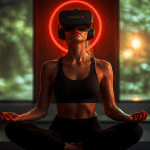 vr meditation personne casque yoga forêt
