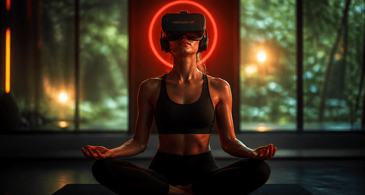 vr meditation personne casque yoga forêt