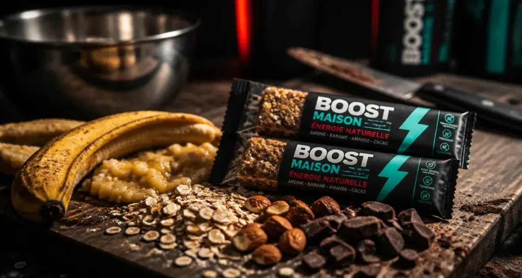 Aliment qui donne de l energie rapidement : barres, banane, avoine et chocolat noir