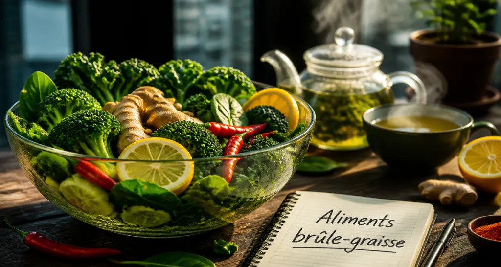 aliments brûle graisse légumes thé vert