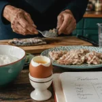 Aliments riches en proteines pour personnes agees : 1,2 g/kg (skyr, œuf, poisson) pour seniors