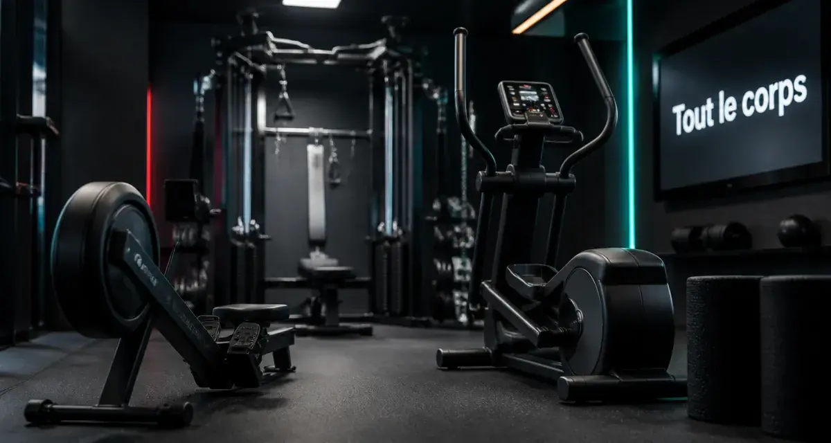 Appareil de sport qui fait travailler tout le corps à domicile : rameur et elliptique homegym