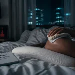 Comment calmer les douleurs articulaires la nuit : poche de froid sur un genou au lit
