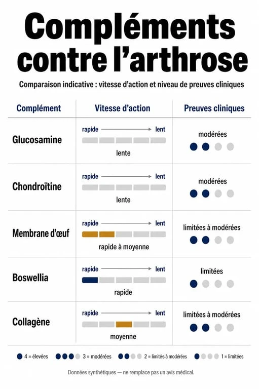 Comparatif des meilleurs compléments alimentaires contre l'arthrose : efficacité et rapidité d'action