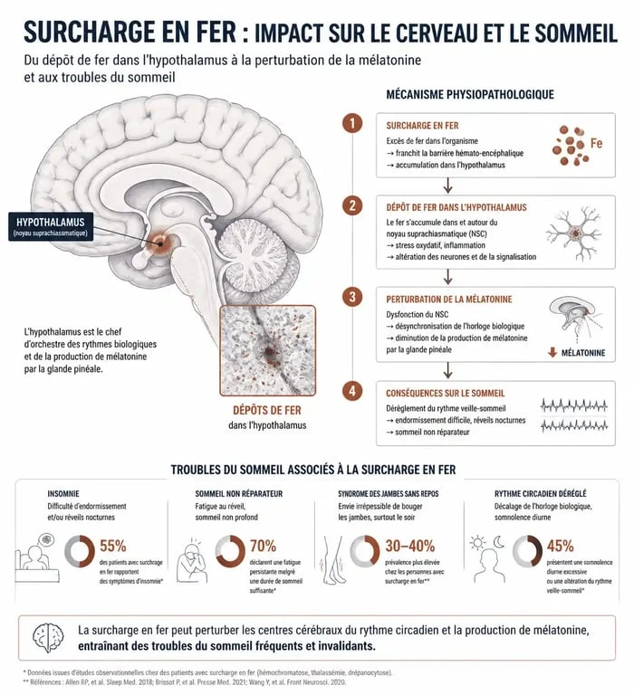 Infographie sur l'impact de l'hémochromatose et du sommeil