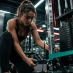 Femme salle de sport en salle réservée, entraînement serein