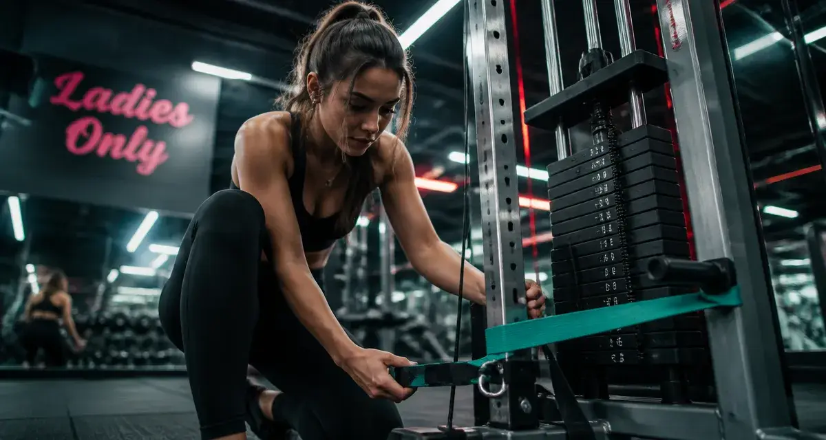Femme salle de sport en salle réservée, entraînement serein
