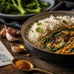 Legumes riches en proteines : curry de lentilles corail et epinards