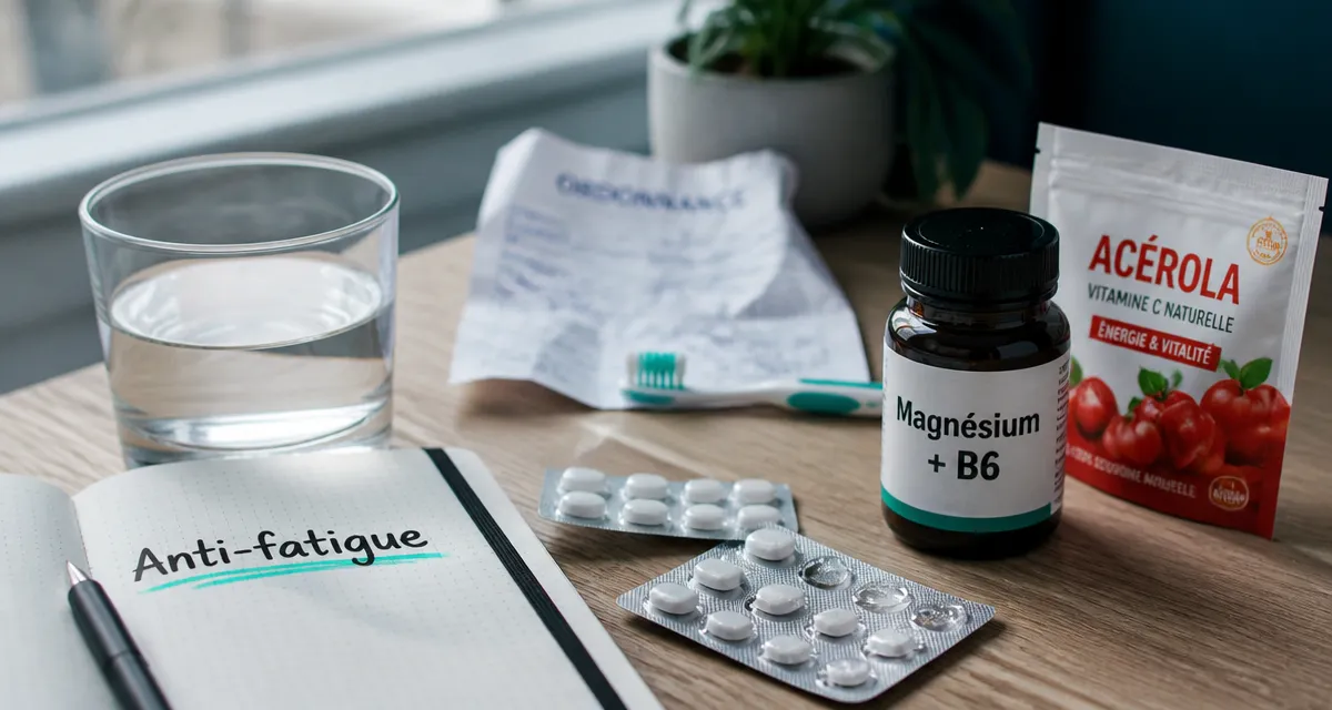 Medicament contre la fatigue : magnésium B6 et acérola en comprimés
