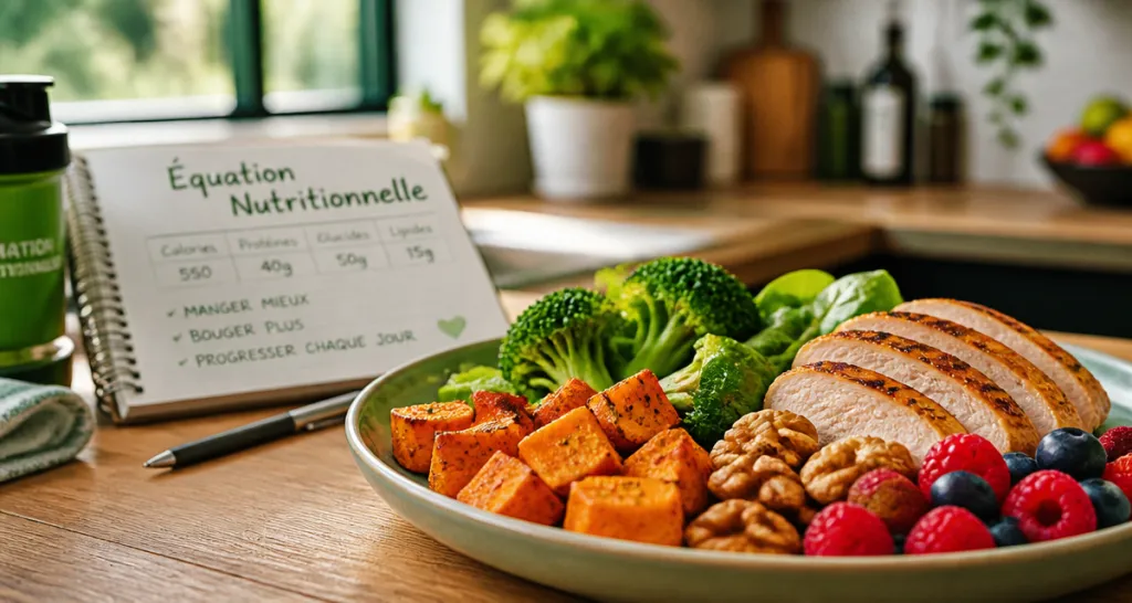 nutrition perdre du poids assiette légumes poulet carnet