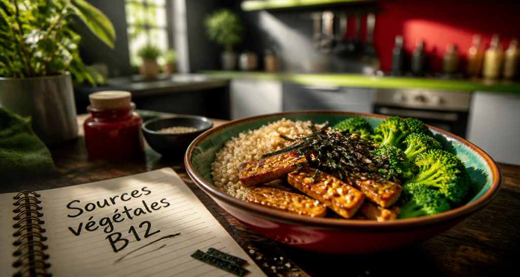 où trouver la vitamine b12 dans les legumes bol riz tempeh brocoli