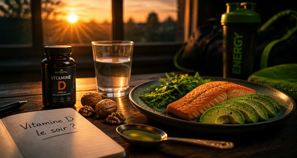pourquoi prendre la vitamine d le soir flacon saumon noix