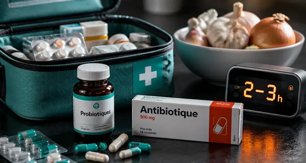 Probiotique apres antibio : gélules et timing 2–3 h