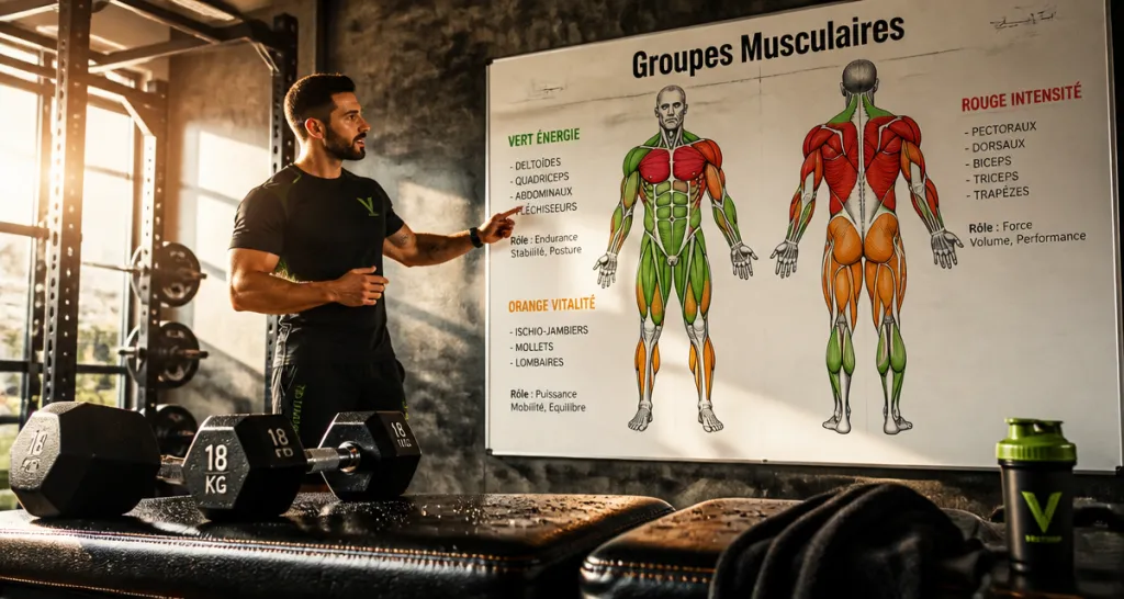 Schéma muscle du corps sport en salle