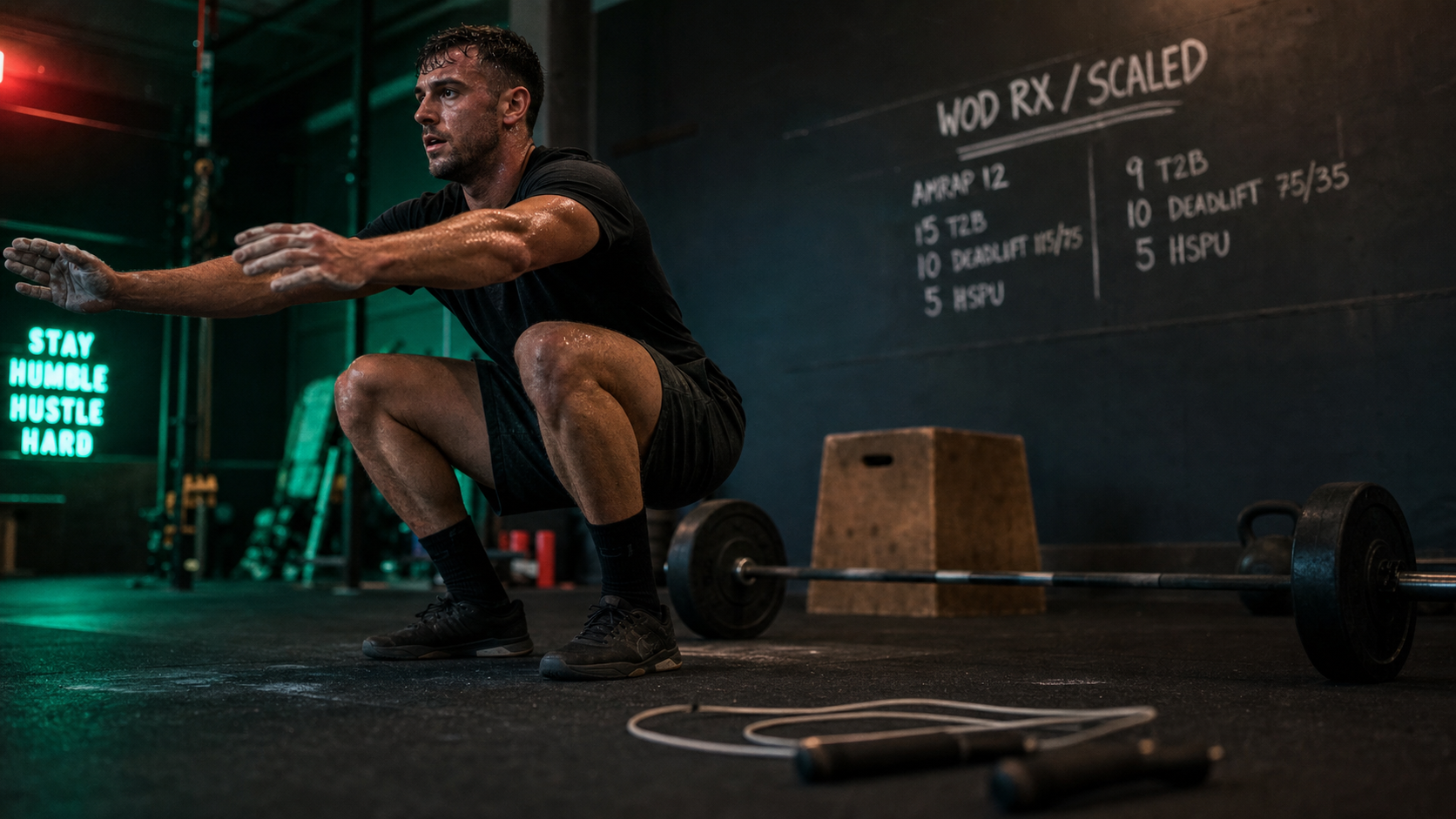 Mouvement crossfit : air squat en box WOD RX et SCALED