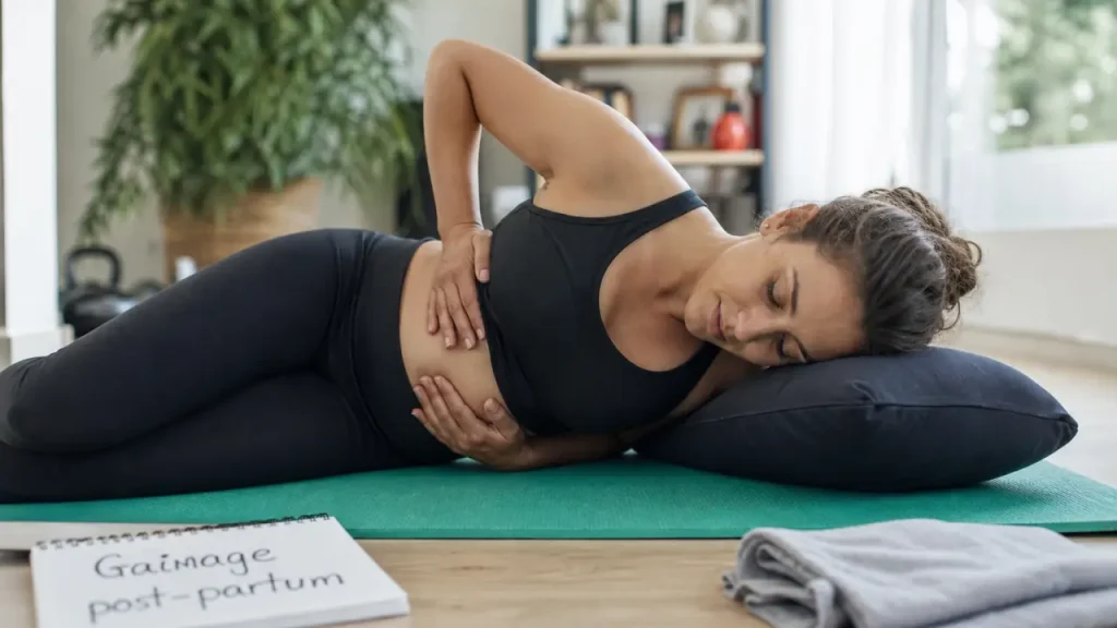 Gainage post partum : reprise douce et protection du périnée au sol
