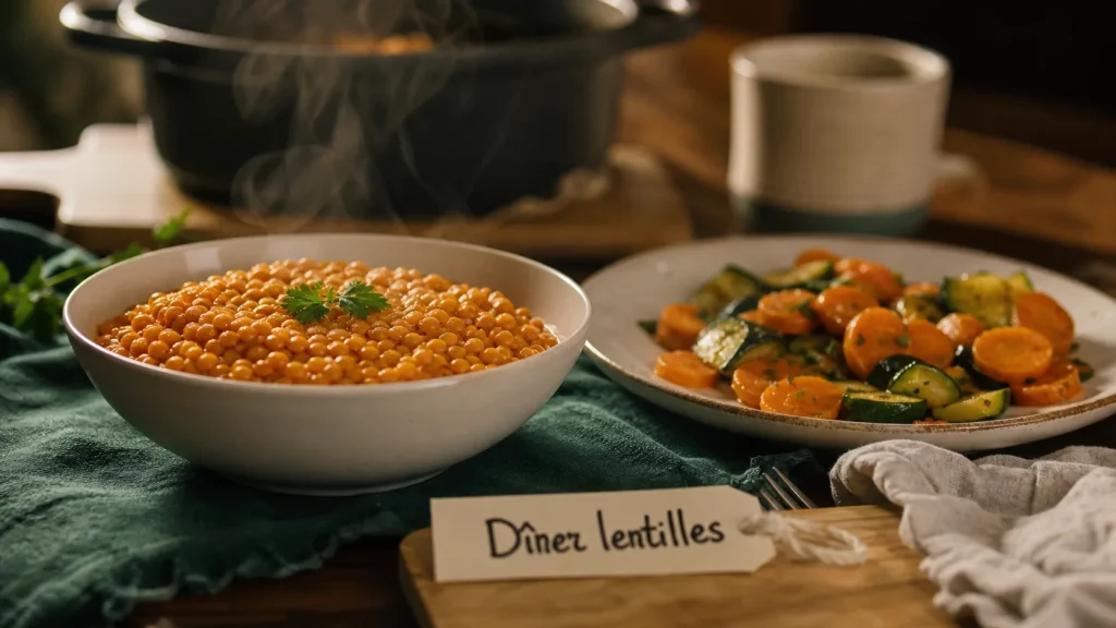 Manger des lentilles le soir fait grossir : bol de lentilles corail au dîner