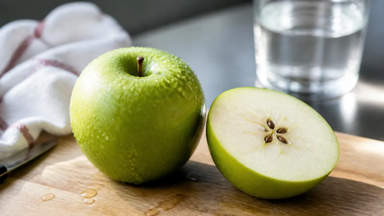 Pomme verte bienfait Granny Smith : digestion et glycémie, vue rapprochée