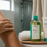 Prendre soin de son corps : nettoyage, hydratation et protection en salle de bain lumineuse