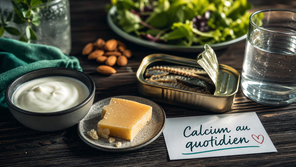 Quel aliment contient du calcium : yaourt, fromage, sardines, tofu et eau minérale