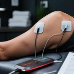 Électrostimulation tendinite épaule en kinésithérapie : électrodes sur l’épaule