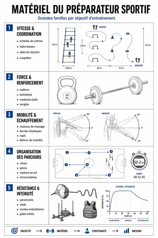 Tableau comparatif du matériel préparateur sportif par objectif d'entraînement