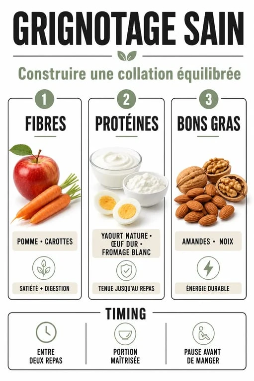 Grignotage sain : infographie sur la composition d’une collation équilibrée