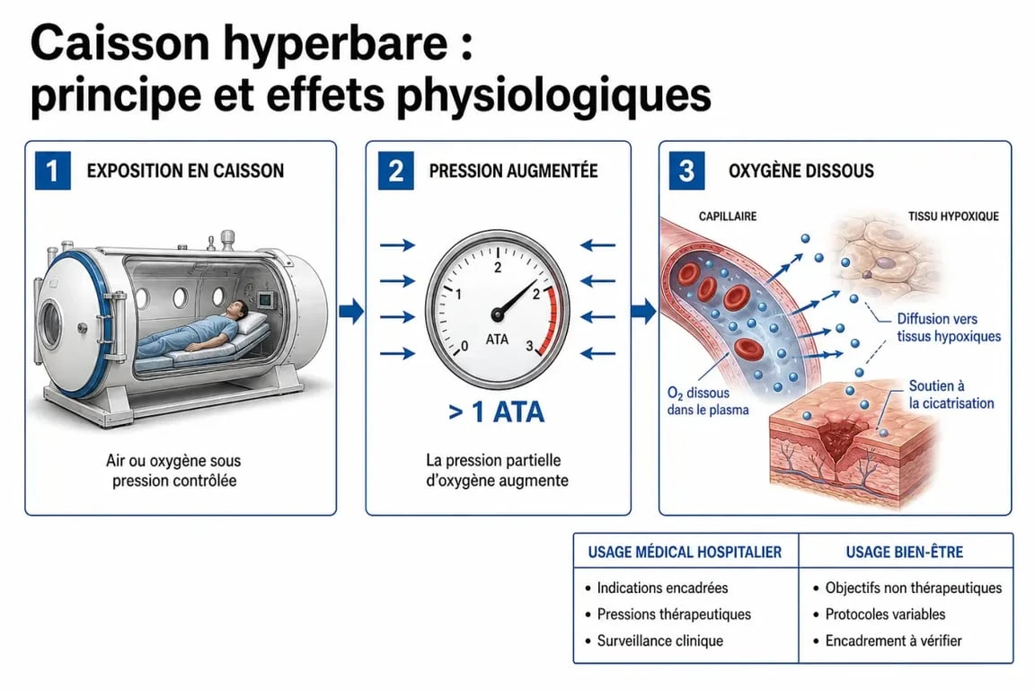 Les bienfaits du caisson hyperbare expliqués en infographie médicale