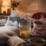 Grippe remèdes naturels : boisson chaude, miel, gingembre pour fièvre, gorge et nez bouché