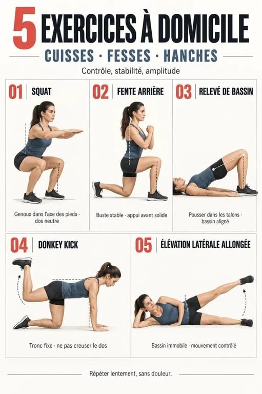 Exercice cellulite cuisse : cinq mouvements à domicile pour tonifier les cuisses et les fesses