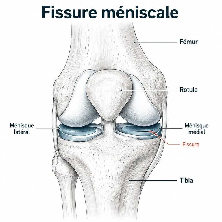Schéma explicatif pour comprendre peut-on marcher avec une fissure du ménisque